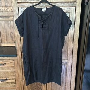 PURE collection lime green yellow Linen laced neck dress sundress coverup beachy